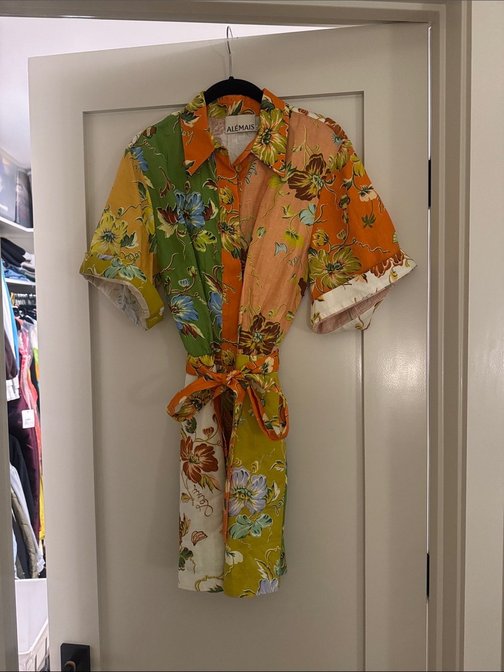 Alemais Multicolor Floral Button-Down Shirt Dress - Orange, Green, Yellow